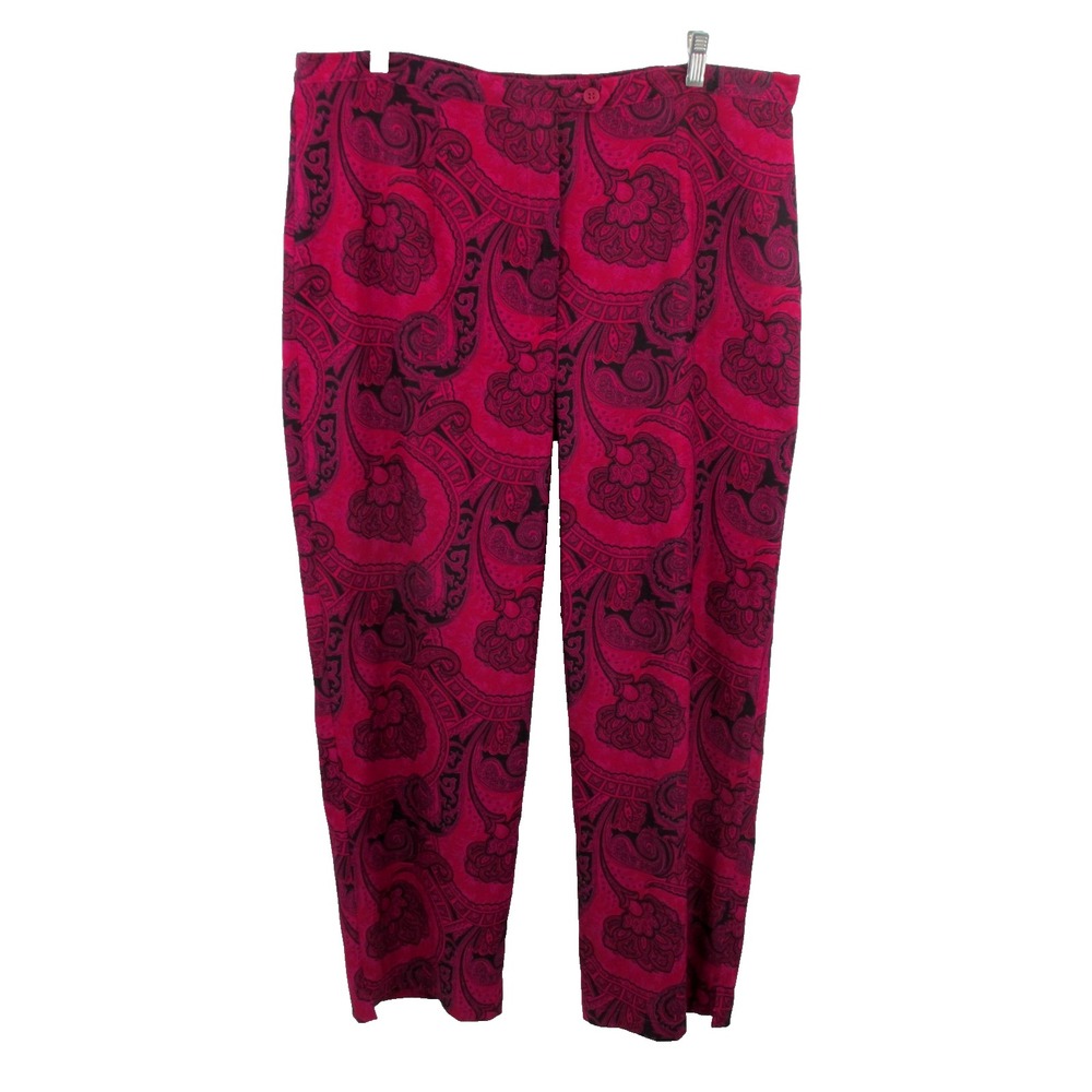 NWT NOTATIONS Career Relaxed Pant Slacks Women 1X Magenta Paisley Mosaic Boho